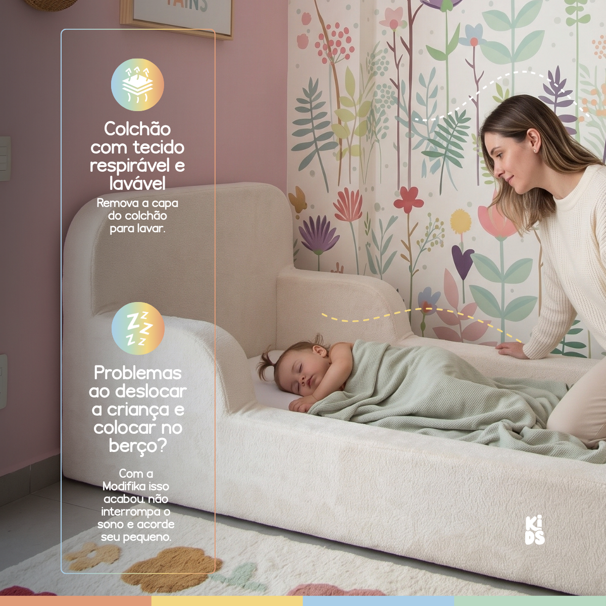 Cama Montessoriana Infantil Lumi Solteiro 216 cm 100% Espuma
