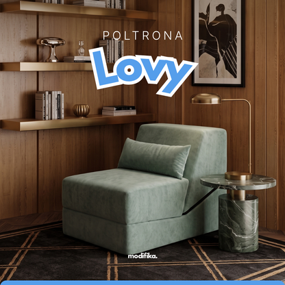 Poltrona Lovy Multifuncional 2 em 1 Tecido Bouclé