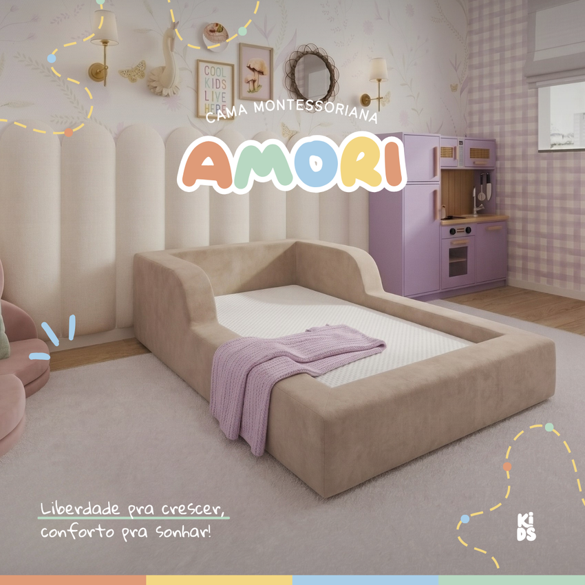 Cama Montessoriana Infantil Amori Solteiro 100% Espuma
