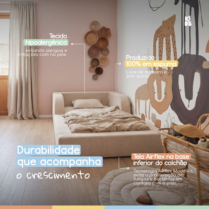 Cama Montessoriana Infantil Amori Solteiro 100% Espuma