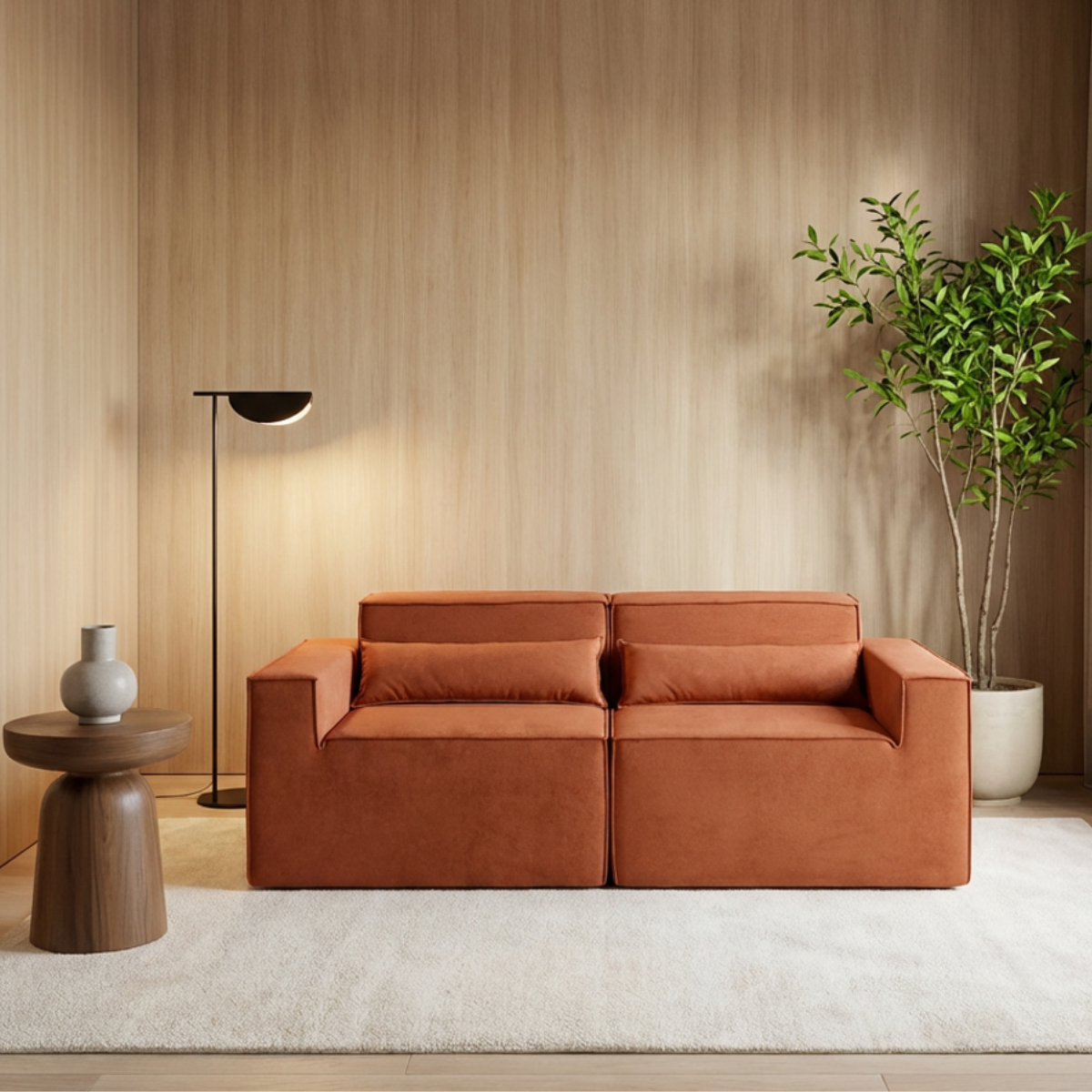 Kit Sofá Modular Paladium 2 Módulos com Braço Direito e Esquerdo Modifika — Bege Escuro