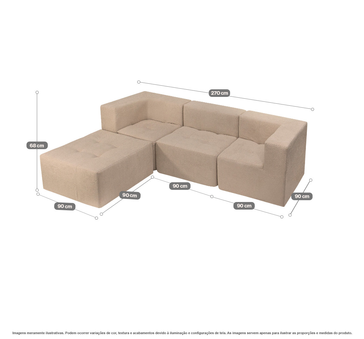 Sofá Modular Selano 4 Módulos com Capa Removível Modifika — imagem adicional 28
