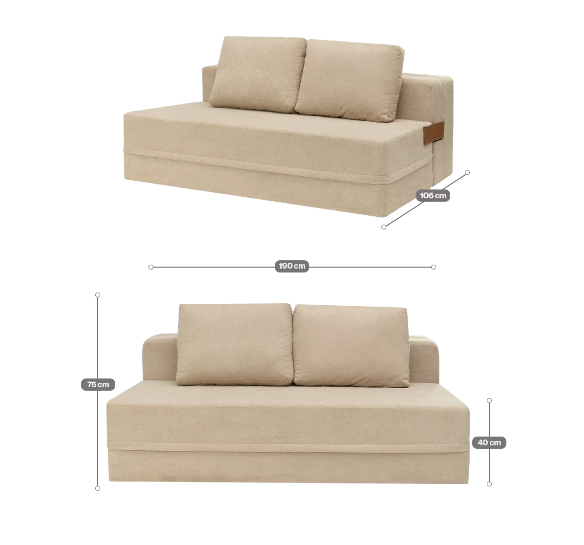 Sofá-Cama Carbono 3 Lugares Casal