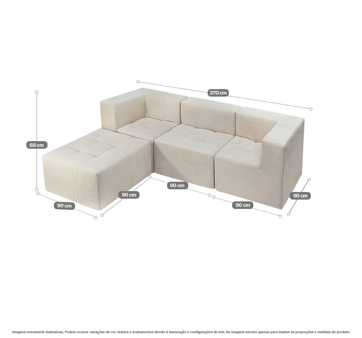 Sofá Modular Selano 4 Módulos com Capa Removível Modifika — imagem adicional 12
