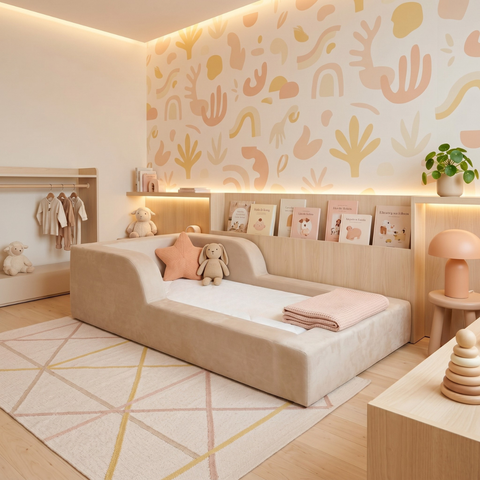 Cama Montessoriana Infantil Amori Solteiro 100% Espuma - Sem Colchão, Laranja - imagem 1 | Modifika