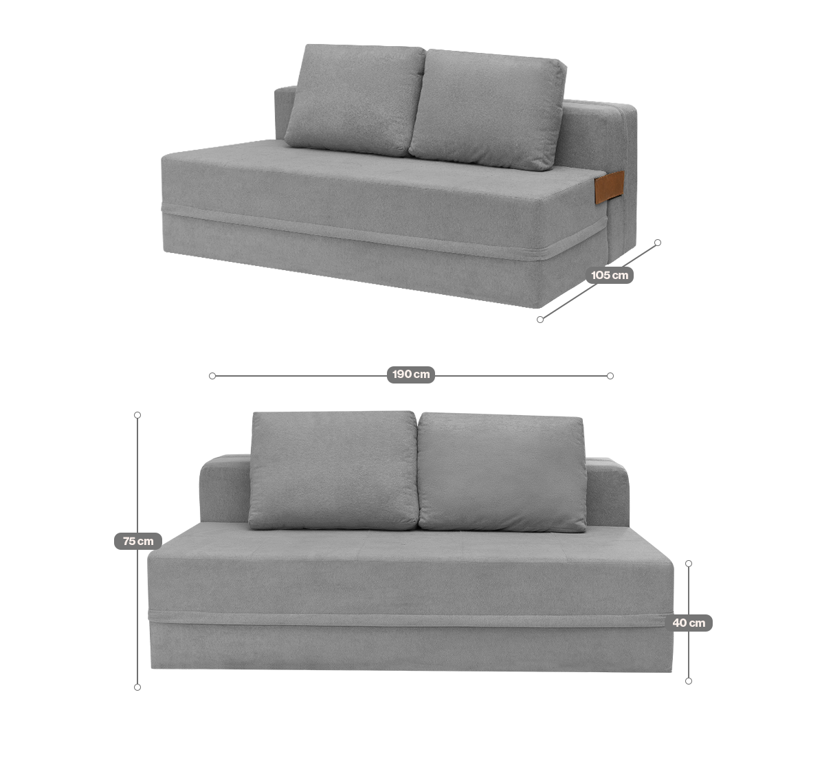Sofá-Cama Carbono 3 Lugares Casal