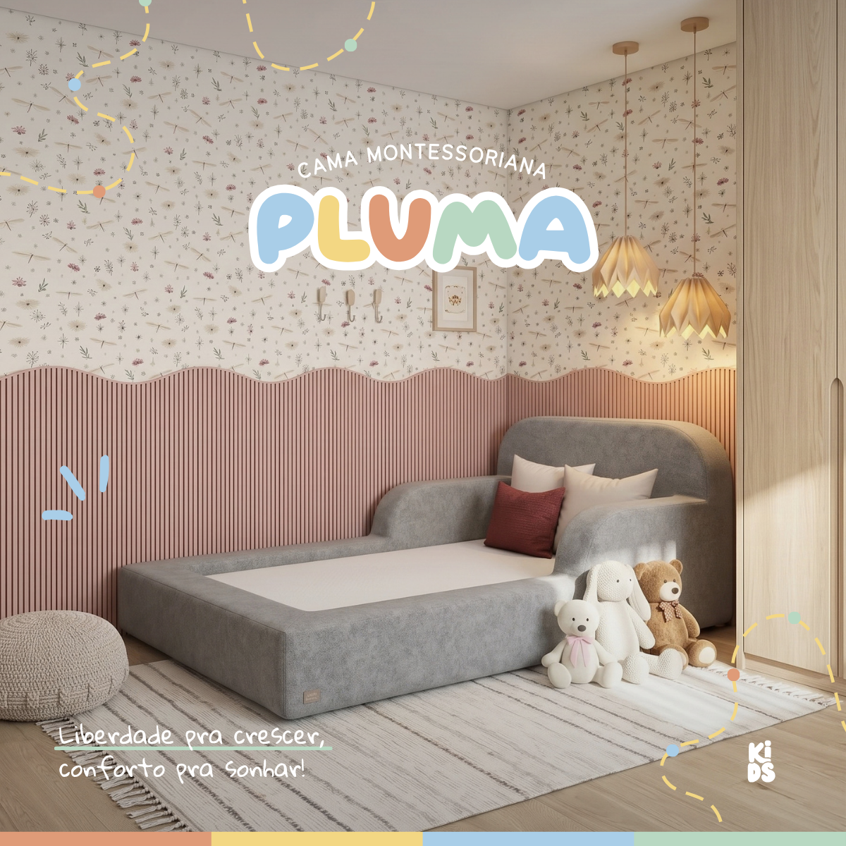 Cama Montessoriana Infantil Pluma Mini 100% Espuma