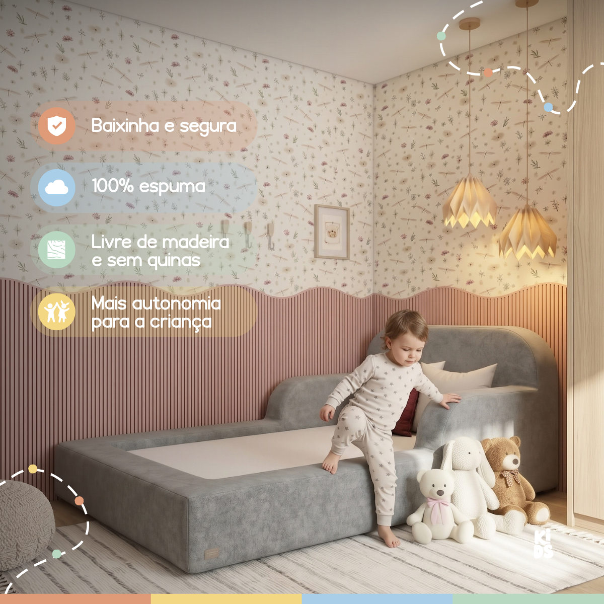 Cama Montessoriana Infantil Pluma Mini 100% Espuma
