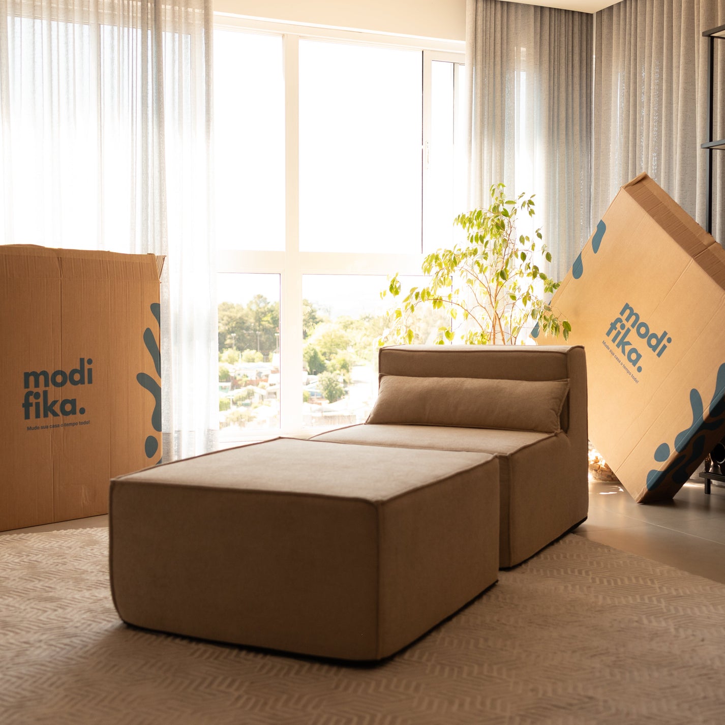 Sofá Modular Paladium 2 Módulos com Capa Removível Modifika — Verde Menta