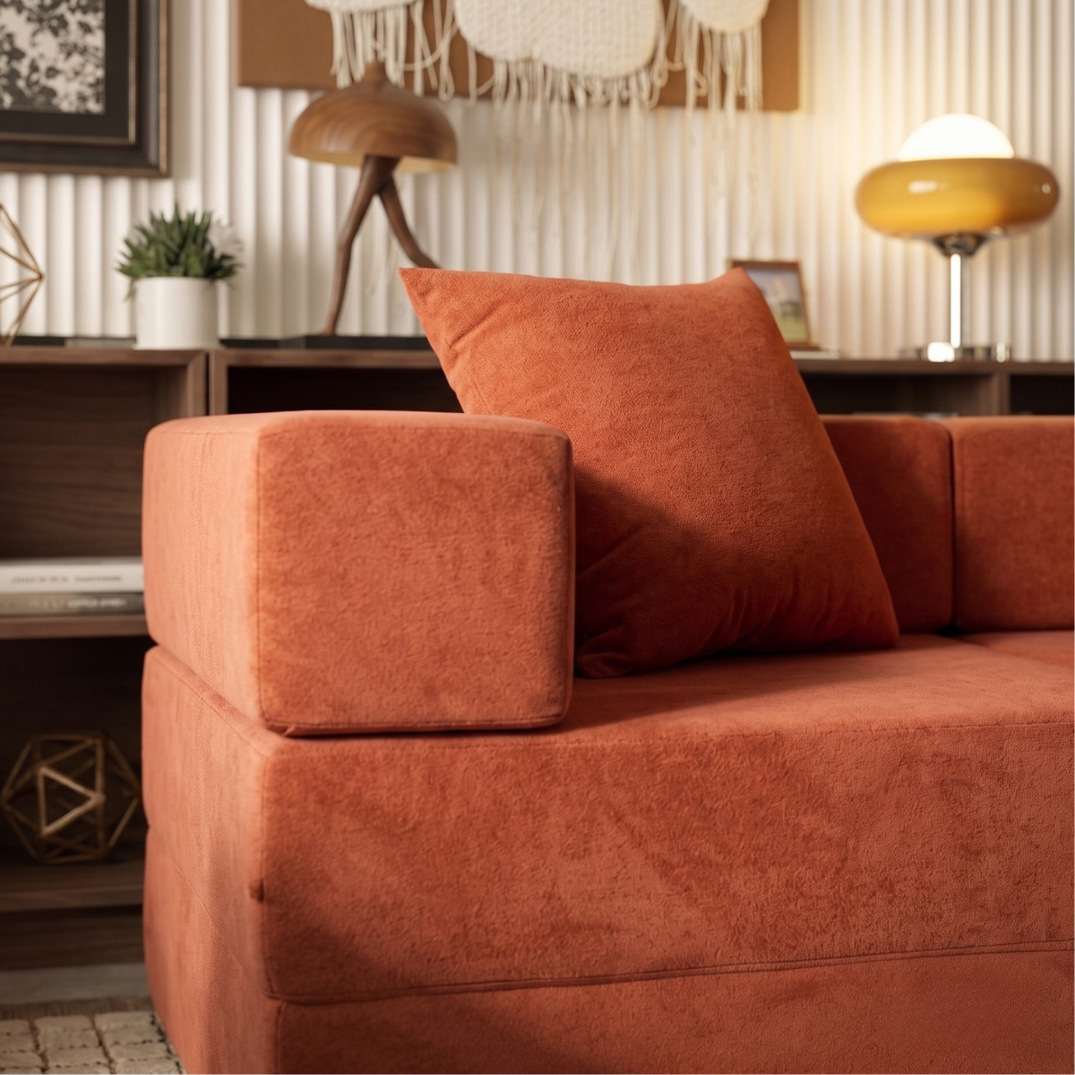 Sofá-Cama Modular Cobbi 3 Lugares com Capa Removível