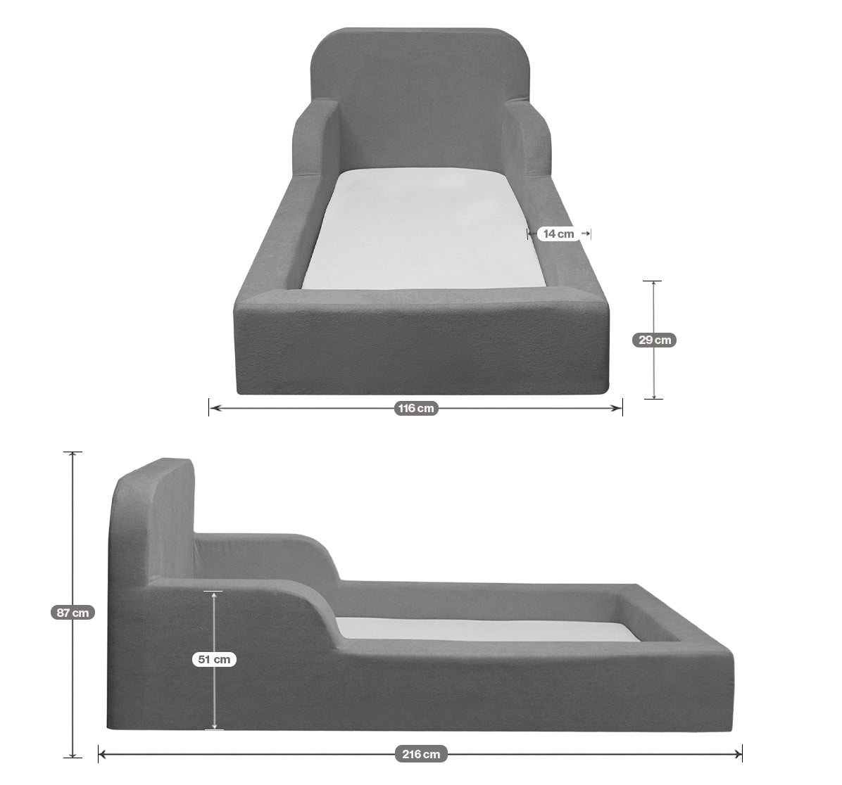 Cama Montessoriana Lumi Modifika Solteiro com Colchão Incluso 218cm