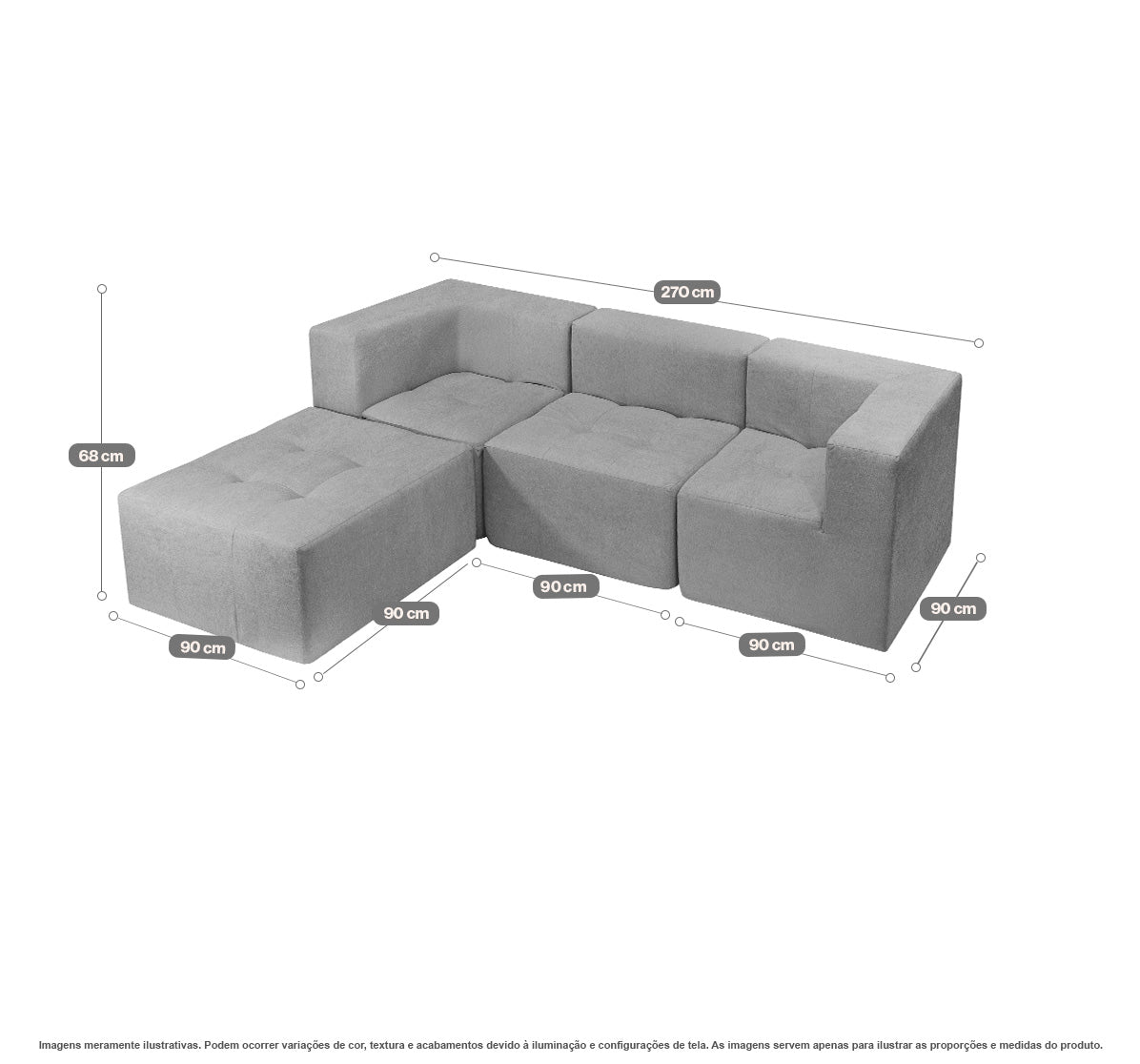 Sofá Modular Selano 4 Módulos com Capa Removível Modifika — imagem adicional 37