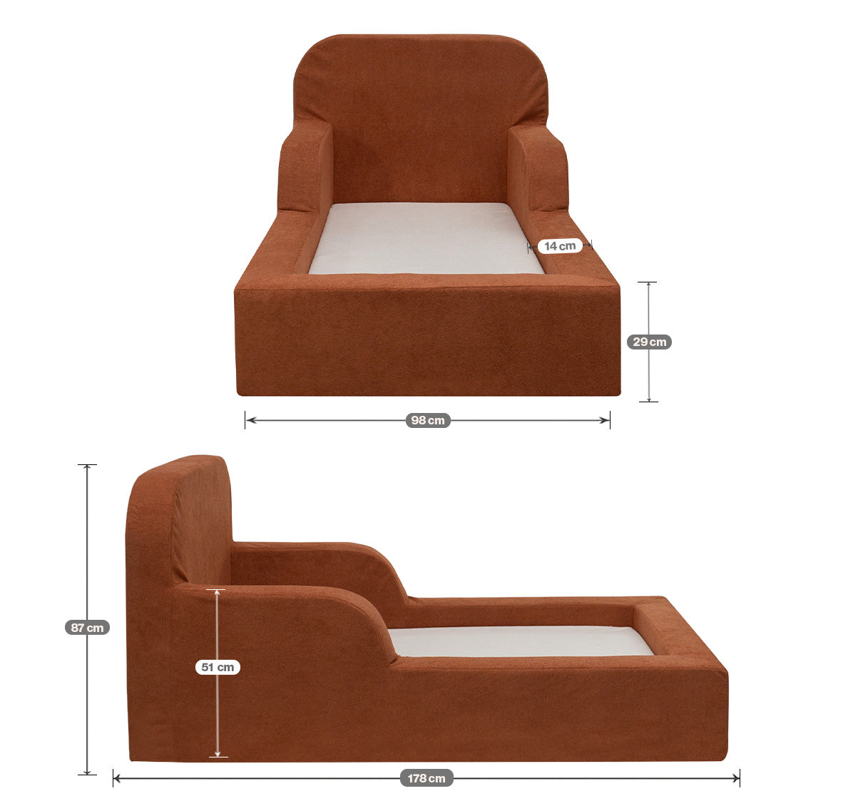 Mini Cama Montessoriana Lumi Com Colchão 178cm