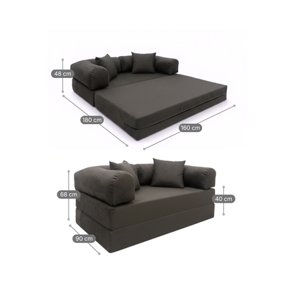 Sofá Cama Mobbi Dobrável veludo Modifika 160x180 cm