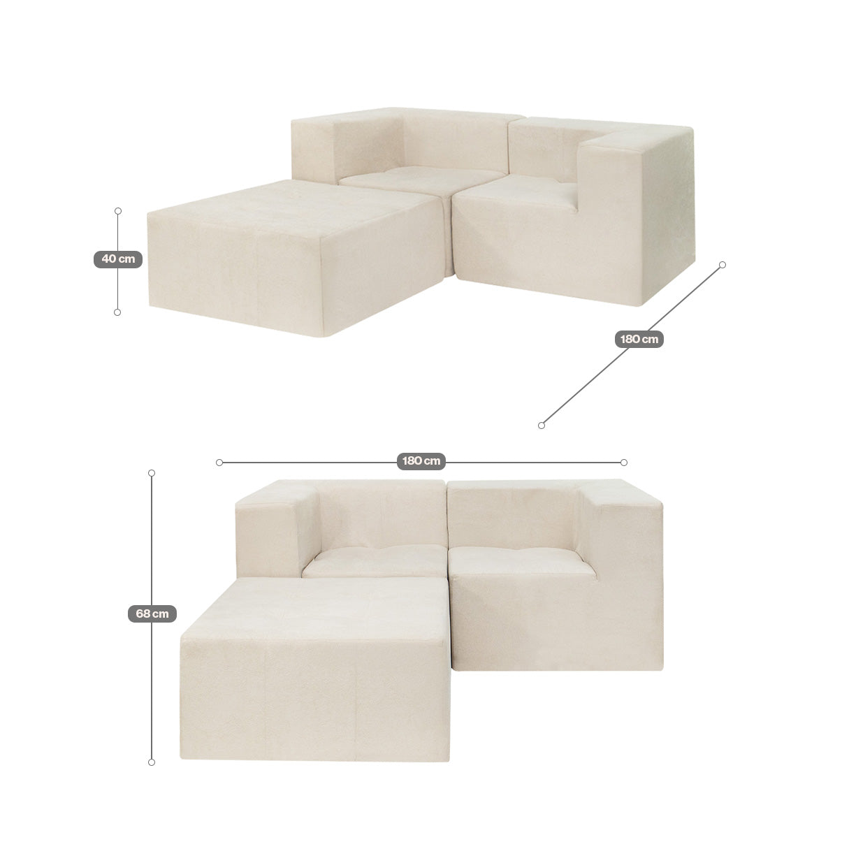 Sofá Modular Selano 3 Módulos com Capa Removível Modifika com medidas