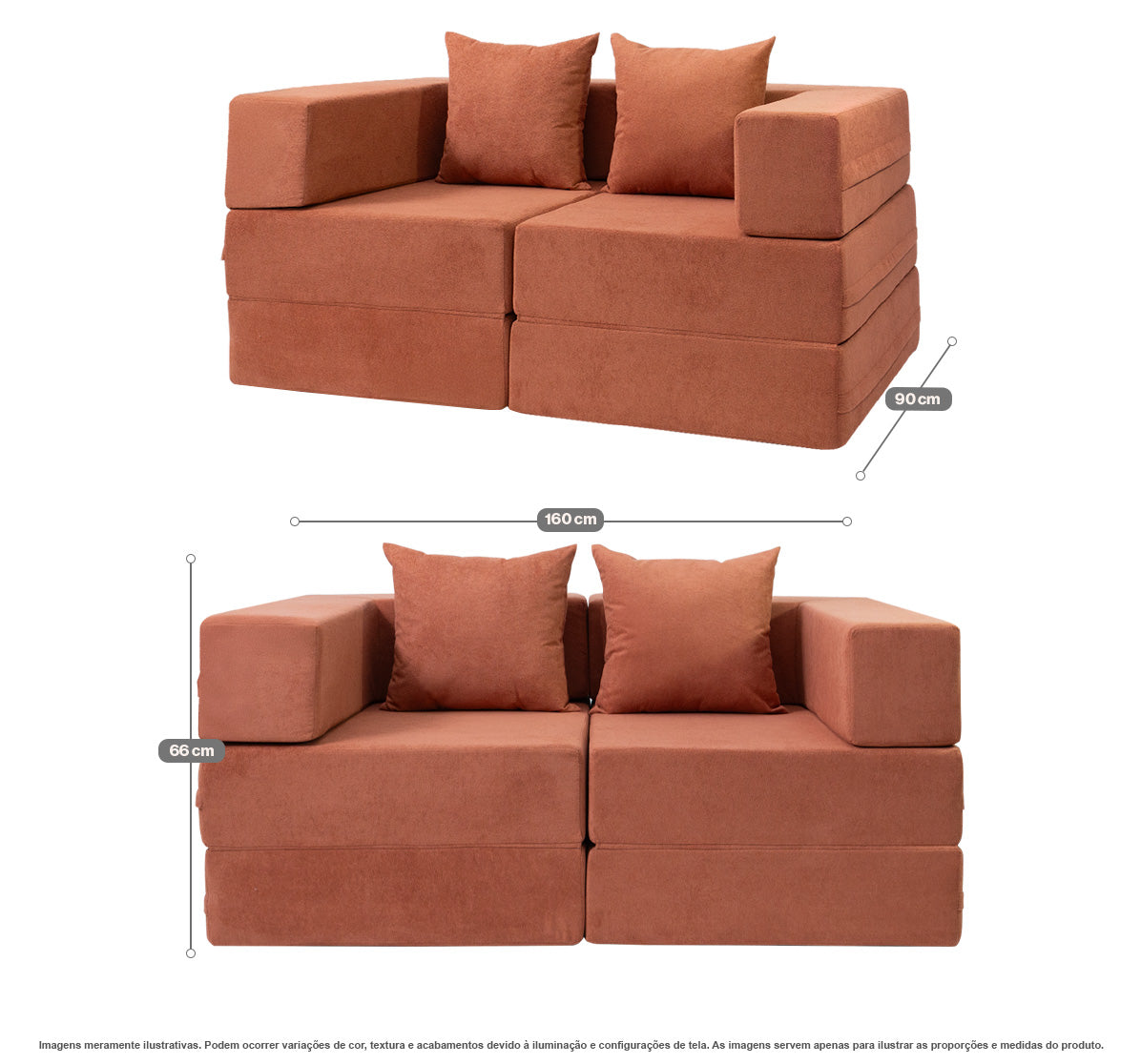 Sofá-Cama Cobbi 2 Lugares Casal com Capa Removível - Bege Escuro - imagem 3 | Modifika
