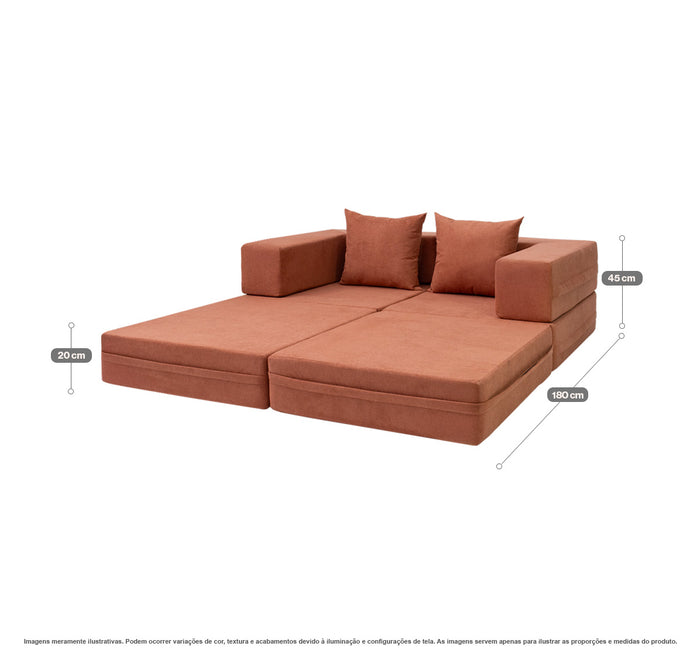 Sofá-Cama Cobbi 2 Lugares Modulado Casal