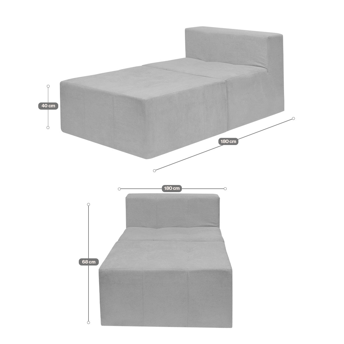 Sofá Modular Selano 2 Módulos com Capa Removível Modifika com medidas