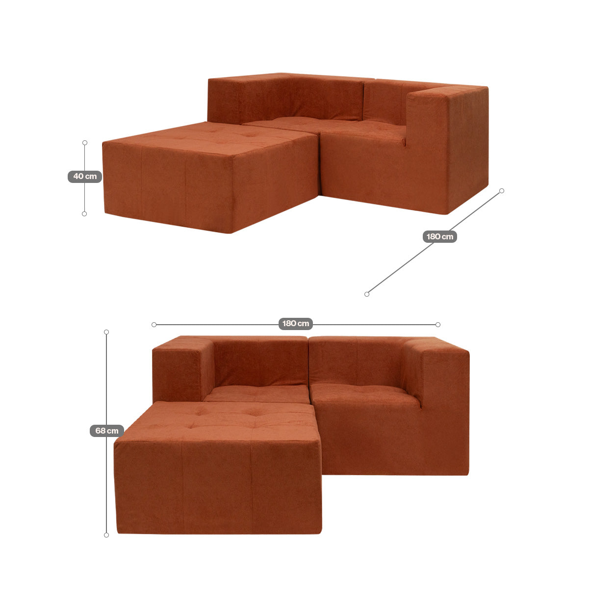 Sofá Modular Selano 3 Módulos com Capa Removível Modifika com medidas