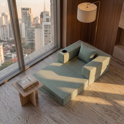 Poltrona Comfy Multifuncional com Porta-Copos Tecido Bouclé