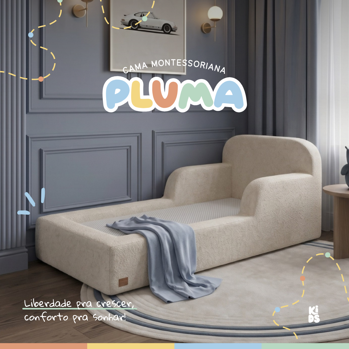 Cama Montessoriana Infantil Pluma Solteiro 100% Espuma | Modifika