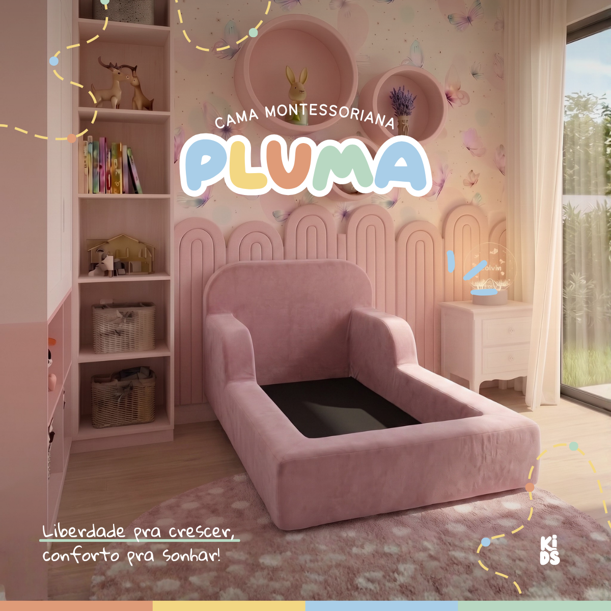 Cama Montessoriana Infantil Pluma Solteiro 100% Espuma