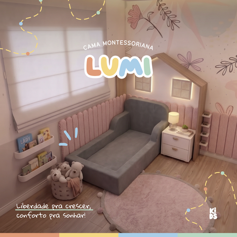 Cama Montessoriana Infantil Lumi Solteiro 216 cm 100% Espuma