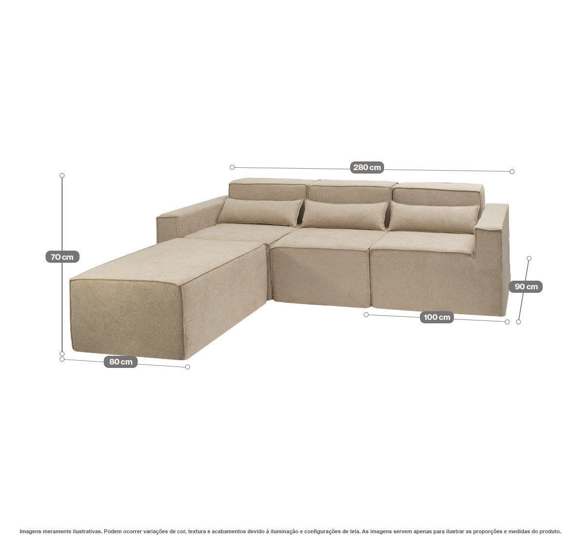 Sofá Modular Paladium 4 Módulos com Capa Removível - imagem 25 | Modifika