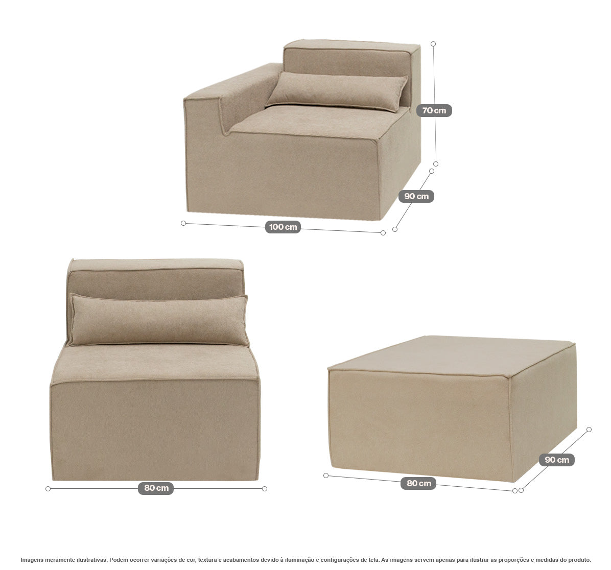 Sofá Modular Paladium 4 Módulos com Capa Removível - imagem 29 | Modifika