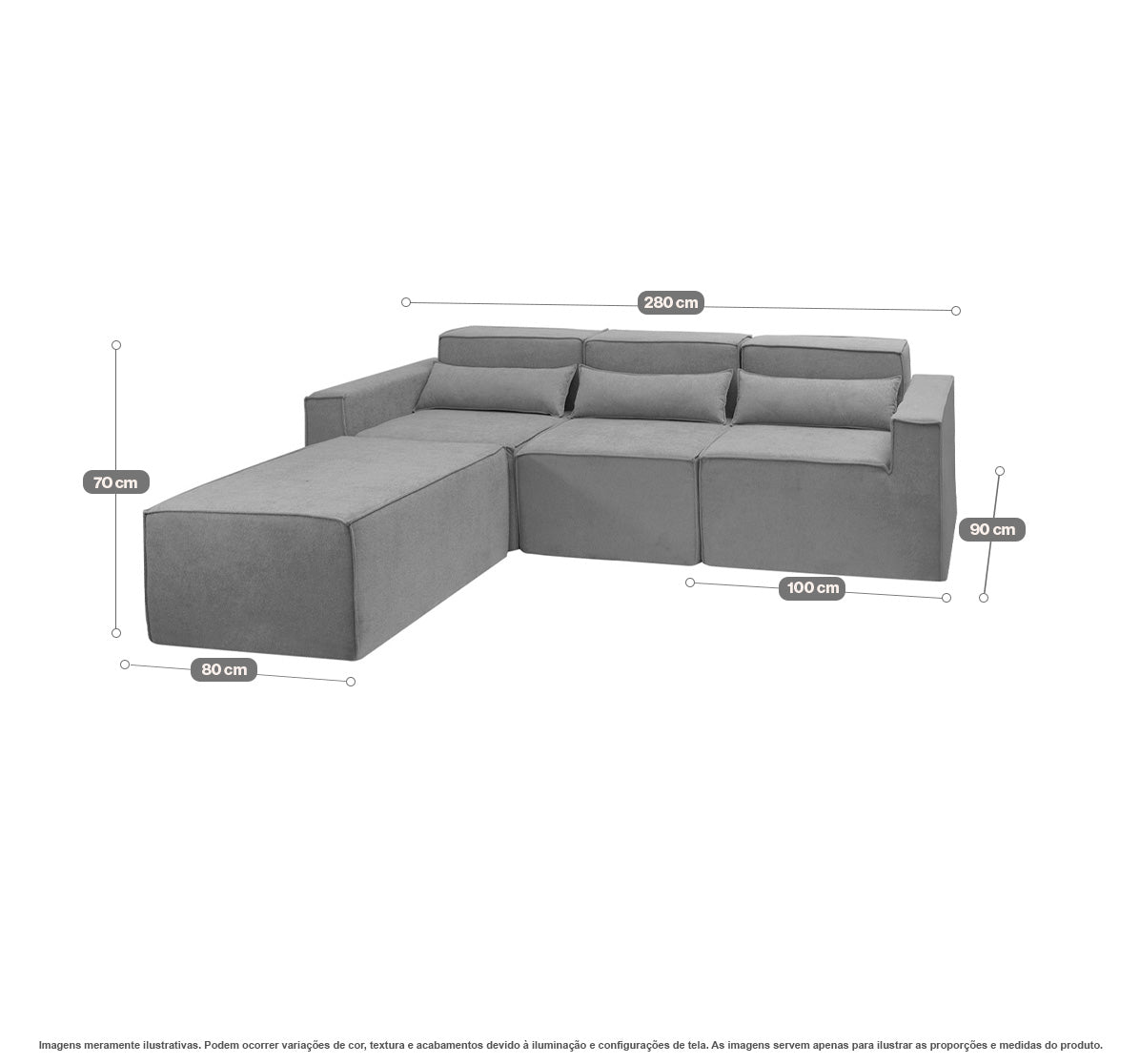 Sofá Modular Paladium 4 Módulos com Capa Removível - imagem 48 | Modifika