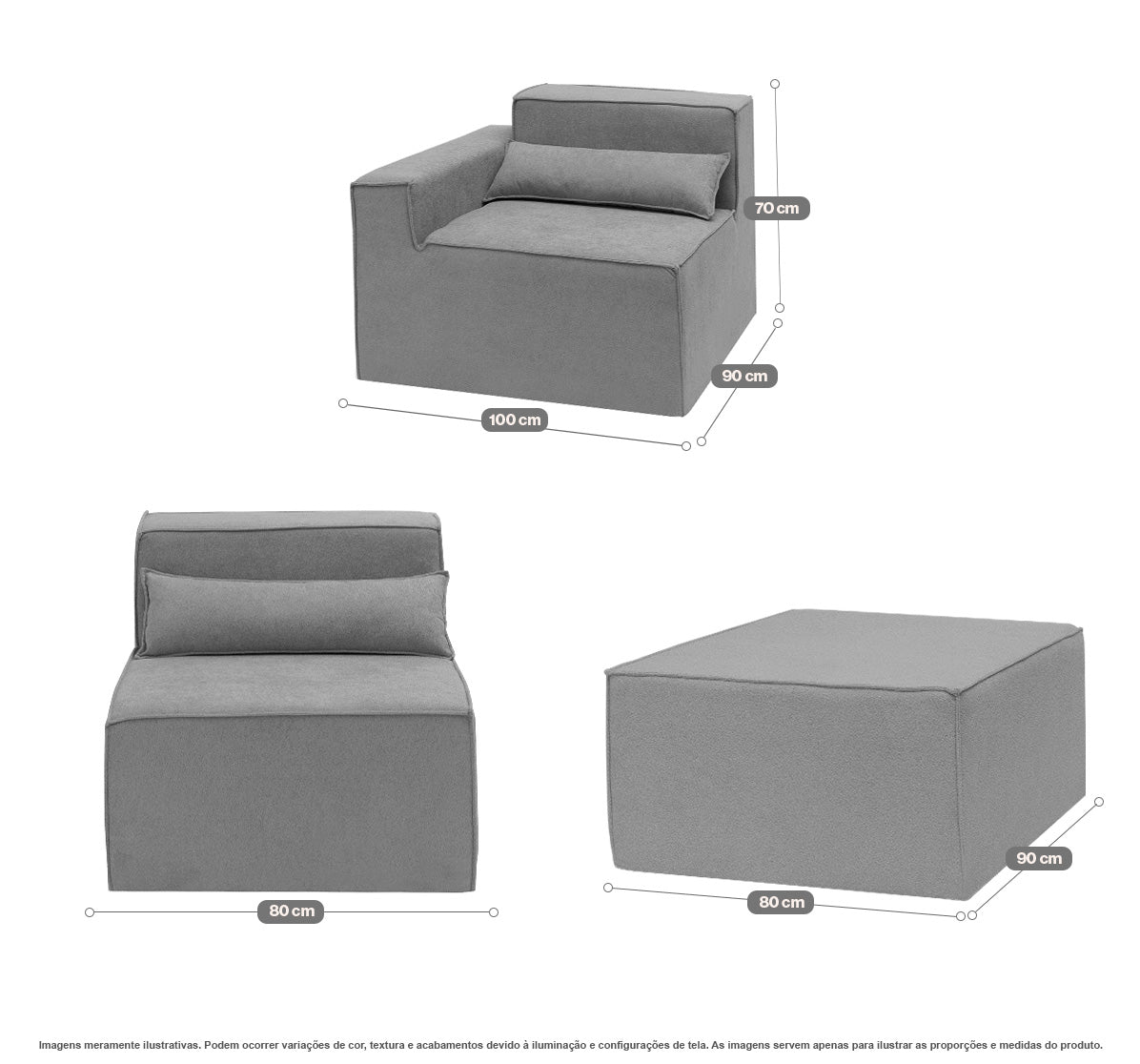 Sofá Modular Paladium 4 Módulos com Capa Removível - imagem 52 | Modifika