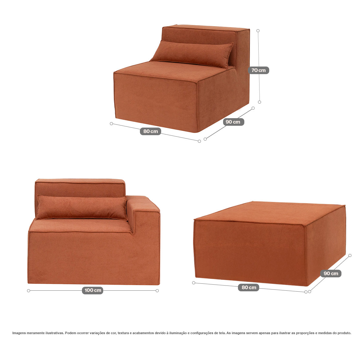 Sofá Modular Paladium 4 Módulos com Capa Removível - imagem 6 | Modifika