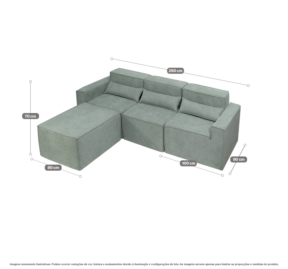 Sofá Modular Paladium 4 Módulos com Capa Removível - imagem 37 | Modifika