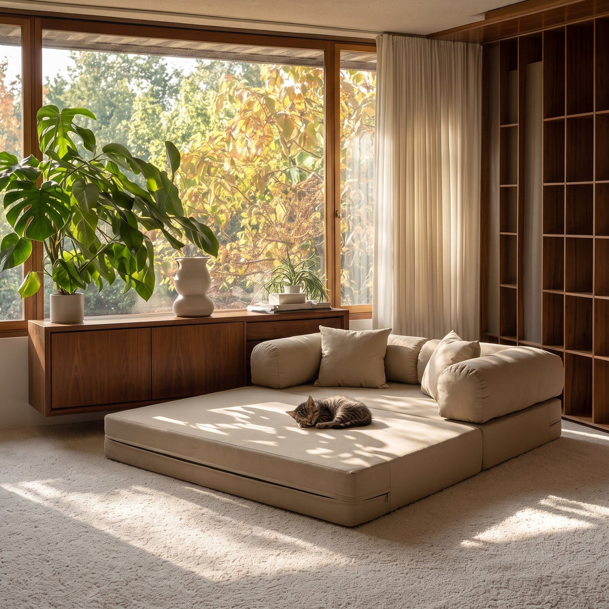 Sofá Cama Mobbi Dobrável veludo Modifika 160x180 cm