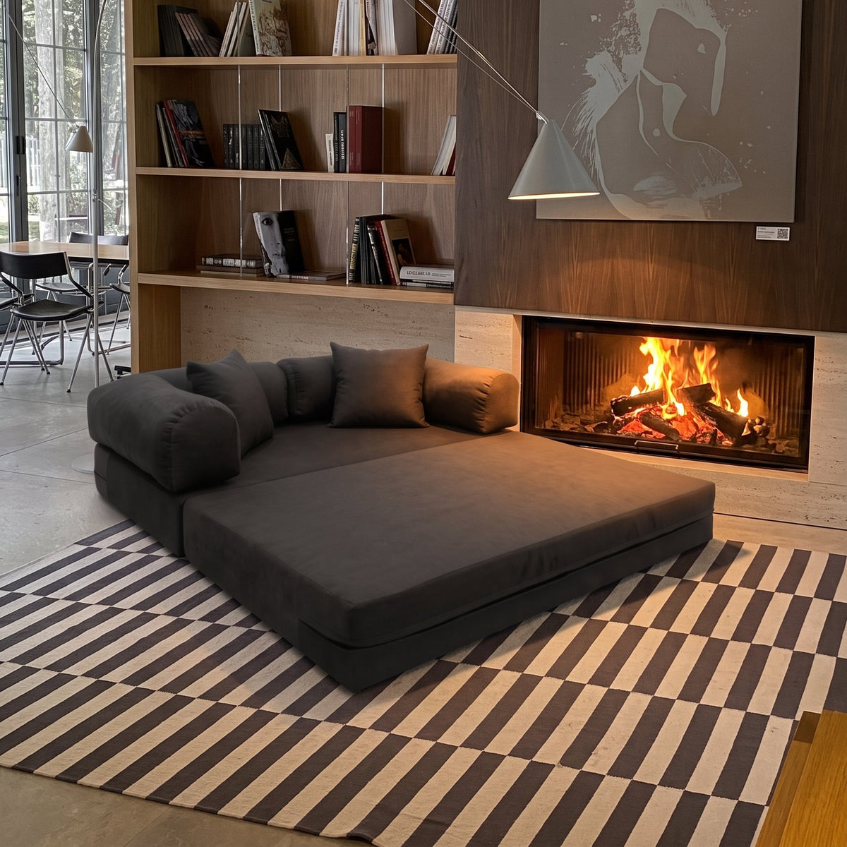 Sofá Cama Mobbi Dobrável veludo Modifika 160x180 cm
