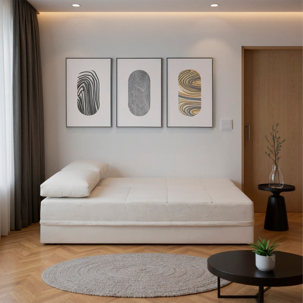 Sofá-Cama Carbono 3 Lugares Casal - Bege Escuro