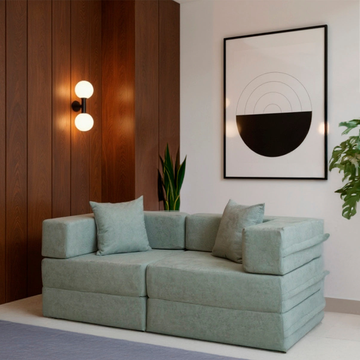 Sofá-Cama Cobbi 2 Lugares Modulado Casal - Verde Menta