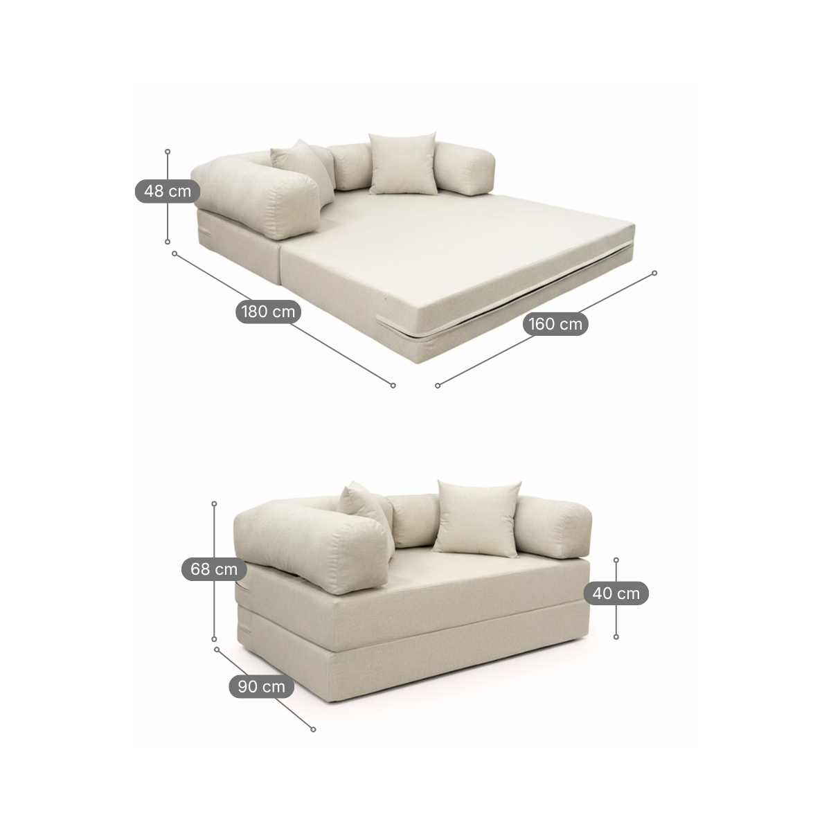 Sofá Cama Mobbi Dobrável Bouclé Modifika 160x180 cm