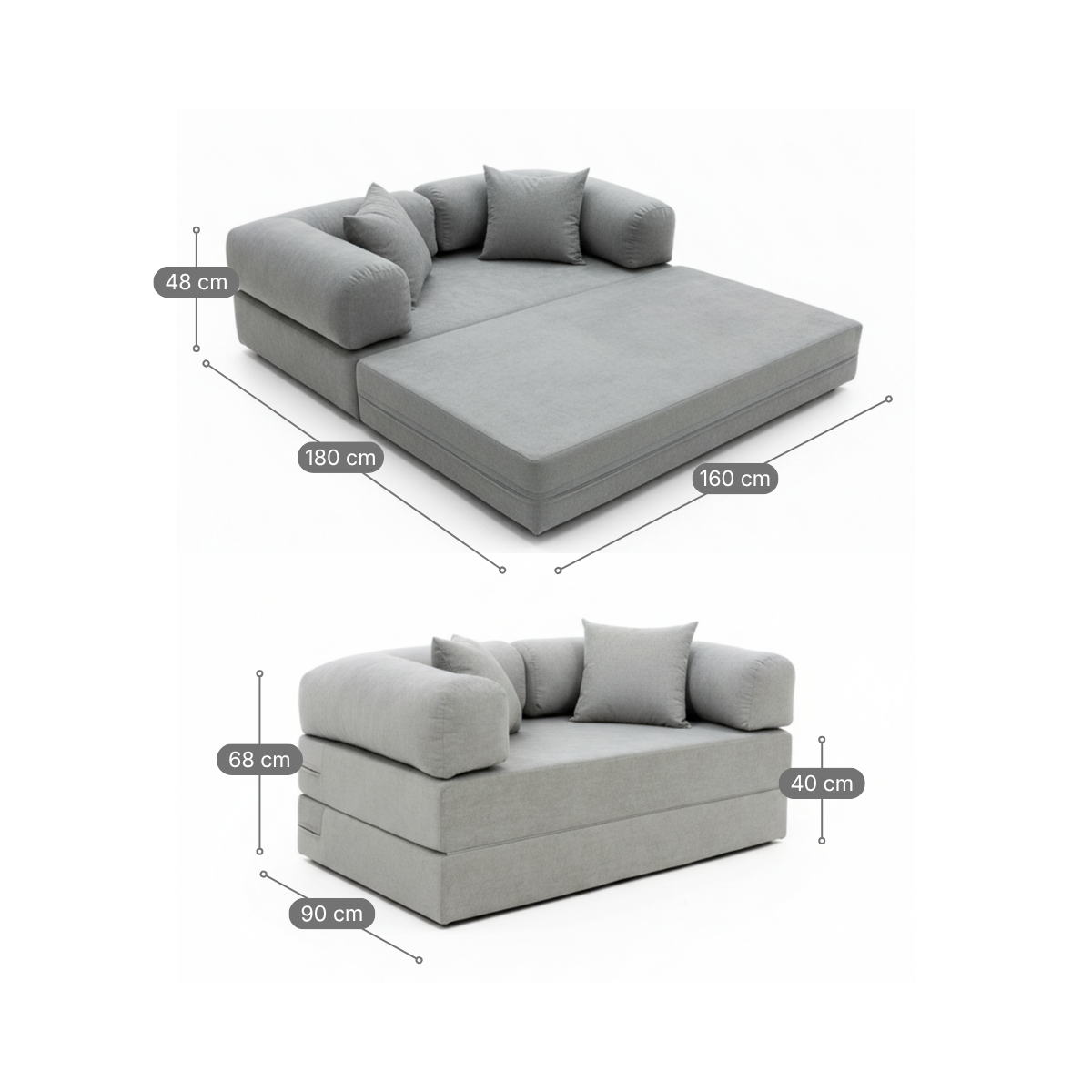 Sofá Cama Mobbi Dobrável Bouclé Modifika 160x180 cm