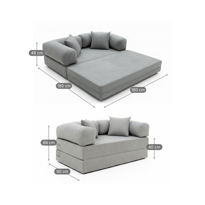 Sofá Cama Mobbi Dobrável Bouclé Modifika 160x180 cm