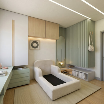 Cama Montessoriana Infantil Pluma Solteiro 100% Espuma - Sem Colchão, Cinza - imagem 3 | Modifika