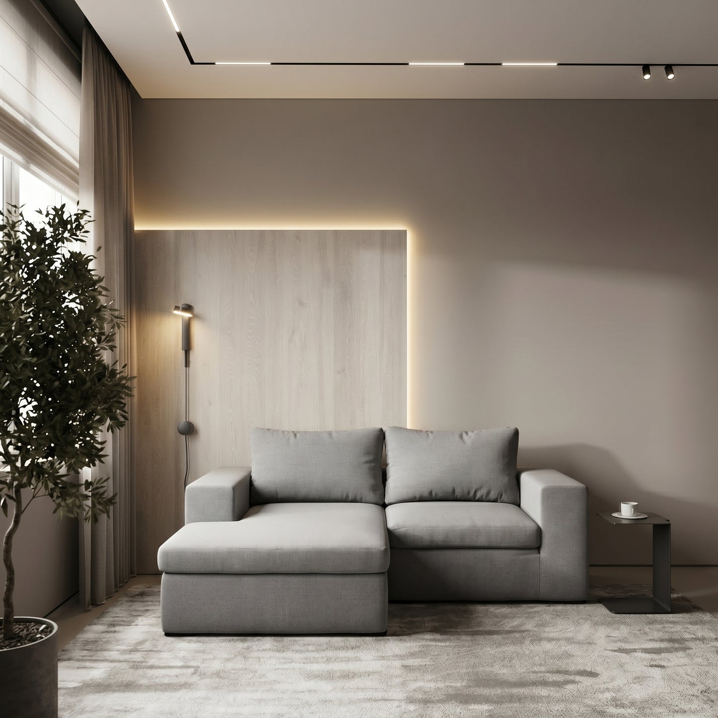 Kit Sofá Modular Sensi 2 Módulos com Chaise e Canto Modifika em ambiente decorado