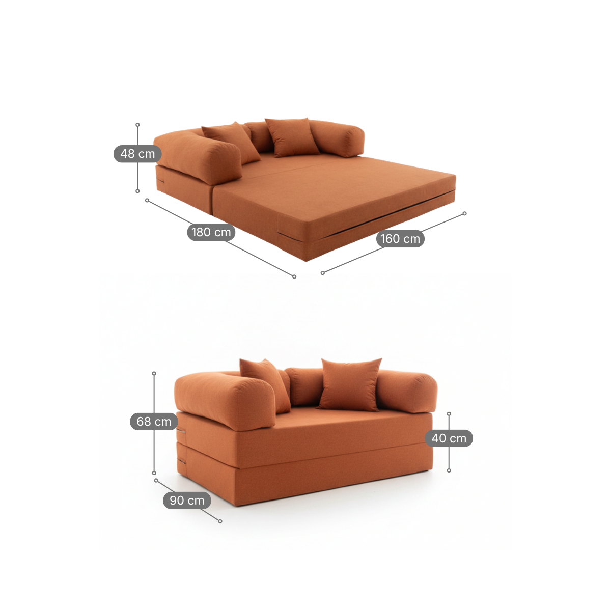 Sofá Cama Mobbi Dobrável Bouclé Modifika 160x180 cm