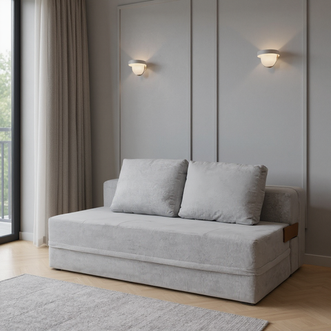 Sofá-Cama Carbono 3 Lugares Casal com Capa Removível - Cinza - imagem 1 | Modifika