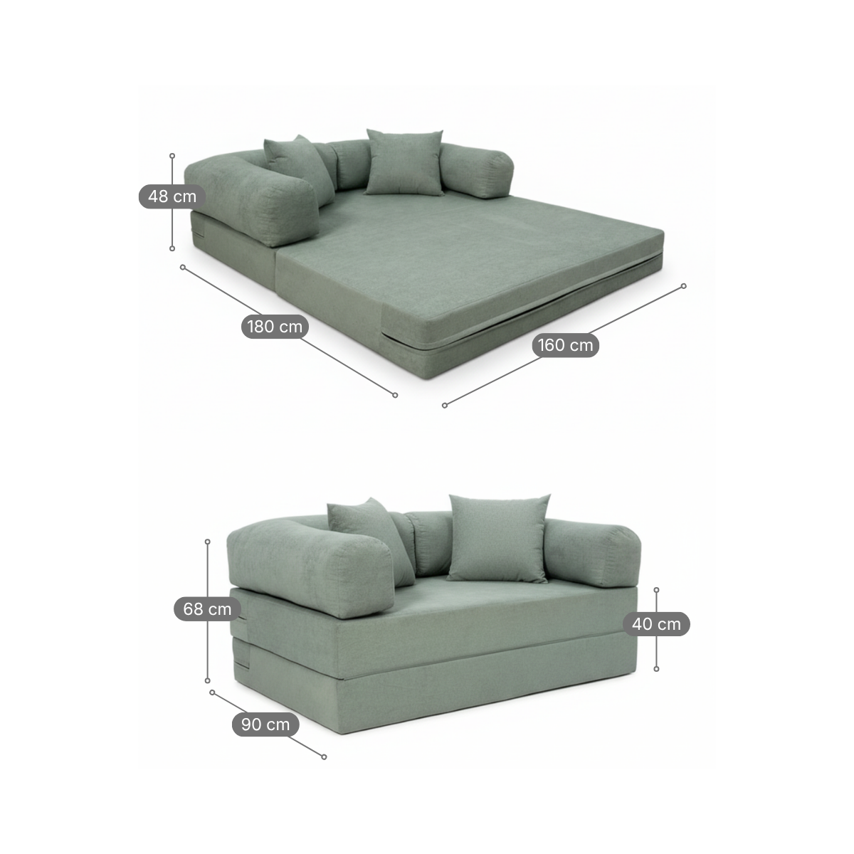Sofá Cama Mobbi Dobrável Bouclé Modifika 160x180 cm